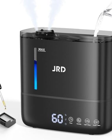 JRD Top Fill 4L Humidifiers for Bedroom, Cool Mist Humidifiers for Large Room, 40H Runtime, 360° Nozzle, Essential Oil Diffuser, Ultrasonic Humidifier for Home Baby Plants