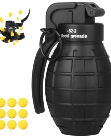 Toy-Hand Grenade for CS Battle Game,with 9 Foam Ammo Model Tactical CS-Grenade Fun Impact Gel Toys Halloween Outdoor Sport for Age 14 Years Old and up and Adults,Black