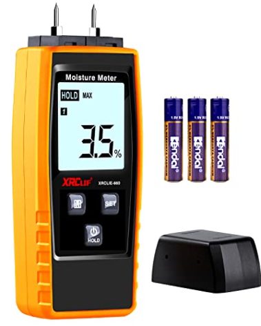 XRCLIF Wood Moisture Meter - Digital Moisture Meter for Wallls/Firewood/Lumber/Mortar, Handheld Wood Humidity Meter, Moisture Detector for Walls