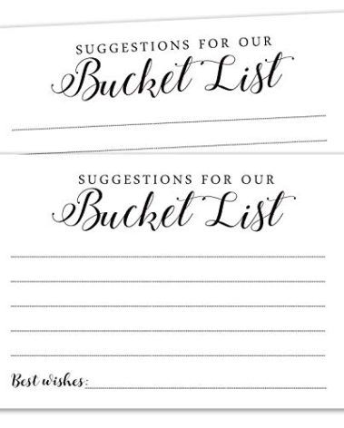 Giftideaworkshop 50 White Bucket List Cards for Birthday, Retirement, Wedding, Anniversary, Graduation, Bridal Shower - 100 Suggestions