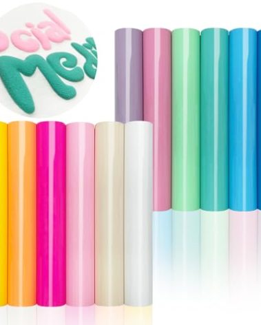 12Pcs DUEUIOE Puff Vinyl Heat Transfer 12x10Inch, Puff Vinyl Heat Transfer for Tshirts Sweatshirts Hats 3D Texture Puff Vinyl, Ideal for HTV Craft Projects, Easy to Use Puff Heat Transfer Vinyl