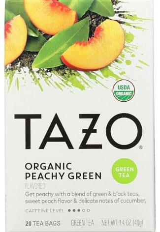 TAZO Tea Bag Organic Peachy Green Tea, 20 CT (Pack of 2)