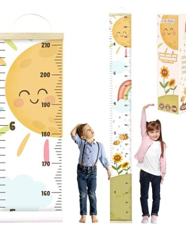 KooKooBaby Kids Growth Chart for Wall - 82"x7.9" Premium Canvas Removable Height Chart for Kids Height Measurement for Wall, Height Chart Measuring for Kids & Baby, Child Height Wall Chart