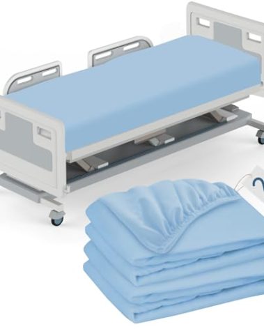 Hospital Bed Sheets Fitted 36" x 80" x 9", 2 Pack Blue Hospital Bed Fitted Sheets for Home & Hospital Care Beds, Soft Hospital Bed Sheets with Elastic All Around