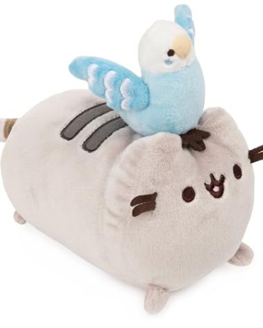 GUND Pusheen & Bo Parakeet Best Friend Set Two-in-One Plush Cat Stuffed Animal, Gray and Blue, 6”