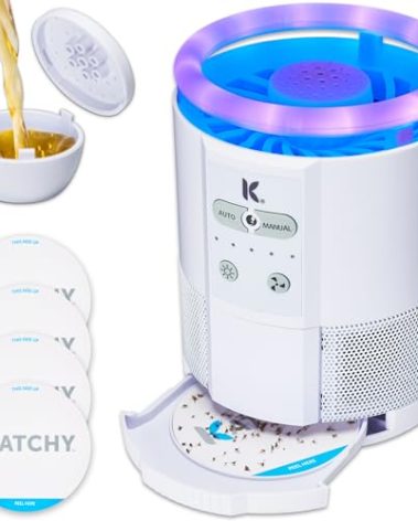 Katchy Duo Indoor Insect Trap with Scent Pod - Fan Powered with UV Light - Fruit Fly Traps for Indoors - for Fruit Flies, Gnats, Mosquitoes, Moths (White)