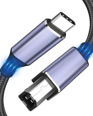 USB B to USB C Printer Cable 10FT, Type B to Type C Printer Cord [Aluminum Shell, Braided] for MacBook Pro, Air, MIDI Cable for Yamaha Casio Digital Piano,DAC to iPad，MIDI Keyboard, DJ Controller…