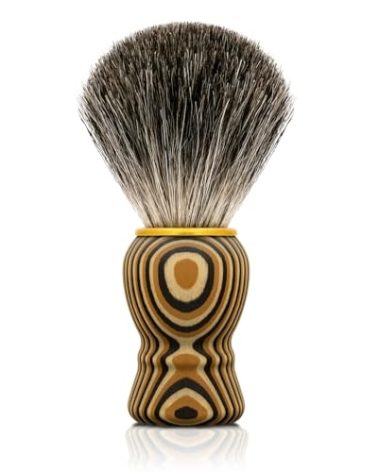 KIKC Hand Crafted Pure Badger Shaving Brush for Wet Shave, Soft Bristle, Art Annual Ring Wood Handle, Best Gift for Bearded Man