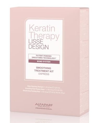 Alfaparf Milano Home Keratin Hair Treatment - Lisse Design Express Brazilian Hair Straightening and Smoothing - Formaldehyde Free - Sulfate Free