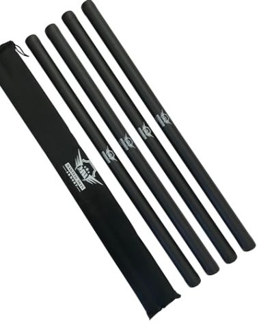 Foam Padded Escrima Sticks for Safe Practice Training with Armory Carry Bag Case - 4 Pack (Black)