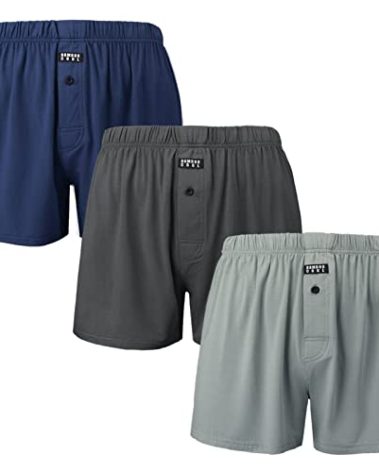 BAMBOO COOL Men's Boxers Underwear Boxer Shorts for Men Classic Lounge Loose Stretch Short (3 Pack), 3X-Large