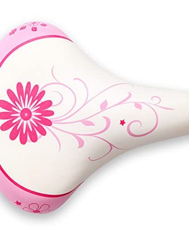 AVASTA Kids Bike Seat Bicycle Saddle for Girls & Boys Waterproof Wide Soft Bike Cushion Dual Shock Absorbing Kids Bike Accessories Fit for 12 14 16 18 20 inch Mountain Road Bicycle，White