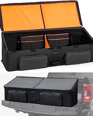 ISSYAUTO Full Size Truck Bed Cargo Box Organizer for Pickup, Waterproof Truck Bed Cargo Bag, Storage Organizer Carrier Accessories for Groceries, Golf, Easily Slide in and Out, Easy Access