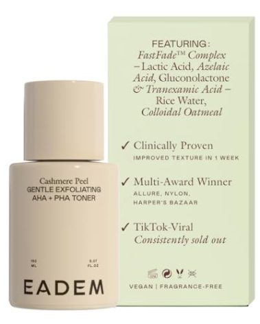 EADEM Gentle Exfoliating AHA & PHA Toner, Exfoliating Face Serum with Tranexamic Acid, AHA Exfoliant & Pore Minimizer for Face and Body, Acne Spot Serum, 5.0 oz, Cashmere Peel