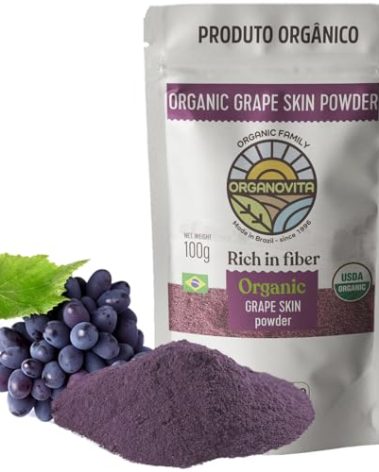 Organic Powder - Blend in Smoothies, Cakes, High Fiber Content, Made w/Cold-Pressed Natural Ingredients, Gluten-Free, All Purpose, Antioxidants Rich - Certified USDA (3.52 Oz, Grape Skin (Pack of 1))