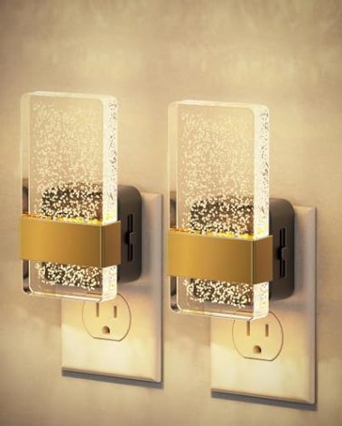 JandCase Night Lights Plug into Wall, Dusk to Dawn Sensor, 3000K Soft White LED, Acrylic Bubble Design, 0-100lm Adjustable Brightness, 2-Pack for Bedroom, Bathroom, Living Room, Hallway