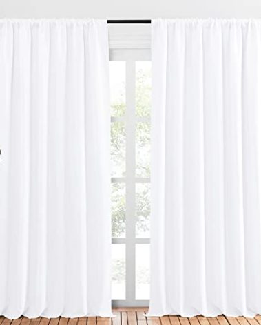 NICETOWN White Bedroom Curtain Panels - Multi-Function Noise Reducing Performance Window Treatment Thermal Insulated Rod Pocket Room Darkening Drapes for Nursery (2 Panels, 70 in x 95 in (W x L))