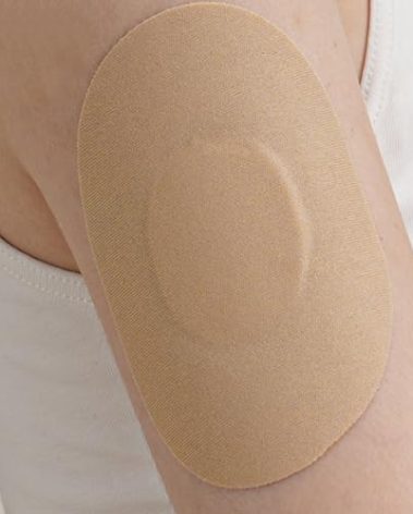 25 Pack Adhesive Patches for Guardian 3/4 and Freestyle Libre 1/2/3 - Enlite - Insulin Pumps Sensor, Waterproof CGM Sensor Patches, no Glue on The Center, Continuous Glucose Monitor Sensor Cover(Tan)