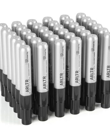 ARLTR Permanent Markers King Size (Black), Bulk of 36 Large Chisel Tip, Works on Plastic, Wood, Stone, Metal, Glass and Poster Boards for Doodling, Coloring