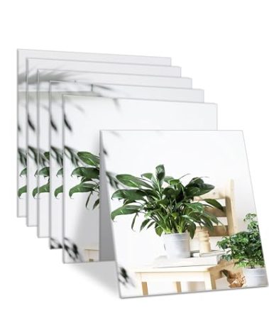6pcs 30x30cm Glass Mirror,Square Mirrors,Mounted Mirror Glass Frameless Full Length Mirror Tiles for Such as Games Rooms, Offices, Hotels, Living Rooms, bedrooms.