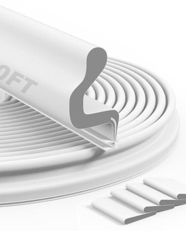 Bantie 40FT Best Kerf Weather Stripping Door Seal Soundproof Weather Strips Seal Strip for Door Frame Exterior Weather Stripping (40FT,White,4 Gaskets)