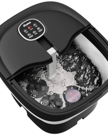 HOSPAN Collapsible Foot Spa Electric Rotary Massage, Foot Bath with Heat, Bubble, Remote, and 24 Motorized Shiatsu Massage Balls. Pedicure Foot Spa for Feet Stress Relief - FS02A