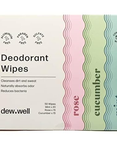 Dew Well - Refresh Deodorant Wipes - A Fresh Start When You’re On the Go - Aluminum, Paraben, and Sulfate Free - Variety Pack (Mint, Rose, and Cucumber) - 50 Individually Wrapped Wipes