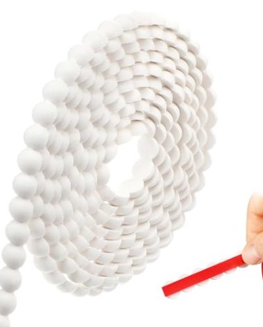 Leinuosen Flexible Molding Trim Peel and Stick for Walls 10ft Decorative Bead Pearl DIY Wall Trim for Bathroom Mirror Frame Border Backsplash Tile Ceiling Cabinet TV Wall Edge (White, 10ft /15 mm)