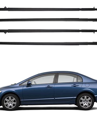 Dasbecan 4Pcs Weatherstrip Window Seal Car Window Moulding Trim Compatible with Honda Civic 2006-2011 Replaces#72450-SNA-A01 72410-SNA-A01 72950-SNA-A01 72910-SNA-A01