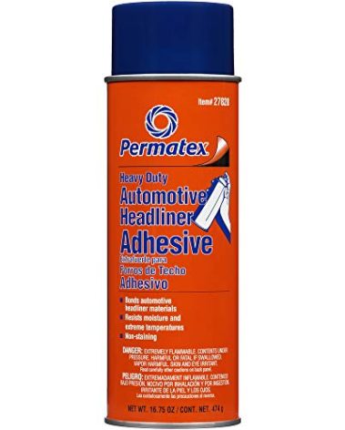 Permatex 27828 Body Shop Heavy Duty Headliner Adhesive, High-Strength Spray Adhesive, Repair Detached Or Loose Interior Parts, Dries Clear, Aerosol Can, 16.75 Oz