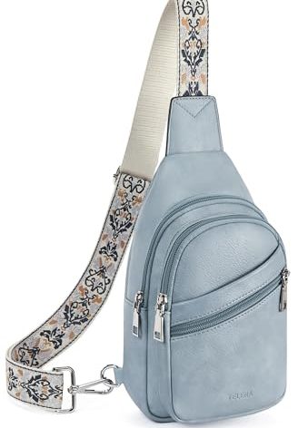 Telena Sling Bag for Women Crossbody Bags Purse for Women Vegan Leather Fanny Pack with Adjustable Strap Denim Blue