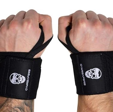 Gymreapers Weightlifting Wrist Wraps (Competition Grade) 18" Professional Quality Wrist Support with Heavy Duty Thumb Loop - Best Wrap for Powerlifting, Strength Training, Bodybuilding(Black,18")