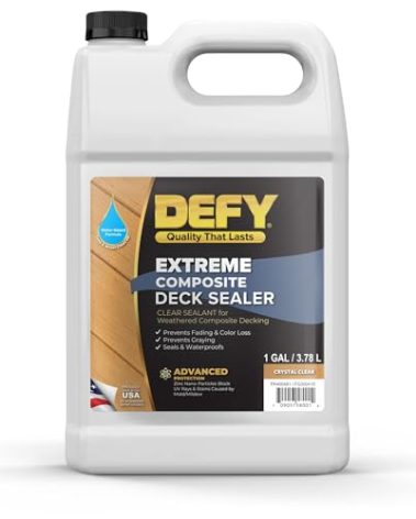 DEFY Extreme Composite Deck Sealer – Crystal Clear Waterproof Sealant for Wood & Composite Surfaces with Zinc Nano-Technology, Protects Against Water & UV Damage – 1 Gallon