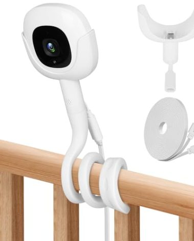 Flex Baby Monitor Charger Mount Compatible with Nanit Pro Baby Monitor With Type-C Charging Port Connector mount and 10FT Power Cable,Baby Camera Mount without Tool or Wall Damage(Camera not Included)