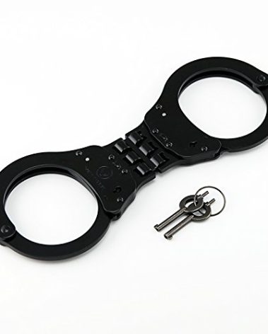 VIPERTEK Heavy Duty Hinged Double Lock Steel Police Edition Professional Grade Handcuffs (Black)