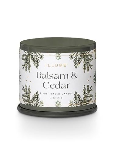 ILLUME Demi Vanity Tin Candle, Balsam & Cedar, Signature 3 oz.