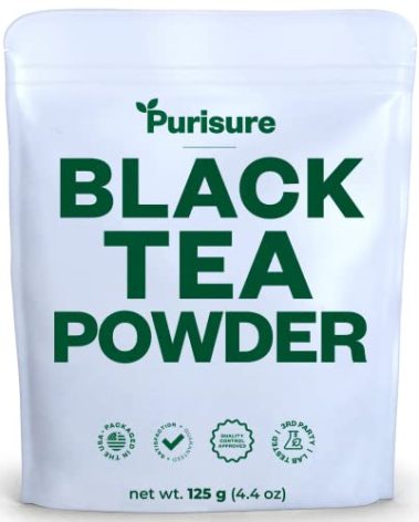 Purisure Instant Black Tea Powder, 125g, Pure Formula, Quick Dissolve for Hot/Cold Tea, Unsweetened Instant Tea Powder for Beverages, Baking, Energy & Health Boost, No Additives, Non-GMO, 125 Servings