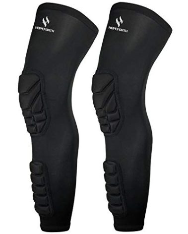 HOPEFORTH Knee Calf Padded 2 Pack Compression Leg Sleeve Thigh Sports Protective Gear Shin Brace Support for Football Basketball Volleyball Soccer Baseball Tennis