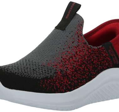 Skechers Boy's Slip Ins Ultra Flex 3.0 Sneaker, Charcoal/Red, 3.5 Big Kid