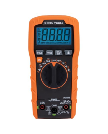 Klein Tools MM420 Digital Multimeter, Auto-Ranging TRMS Multimeter, 600V AC/DC Voltage, 10A AC/DC Current, 50 MOhms Resistance