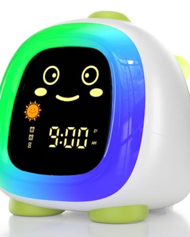 ANALOI OK to Wake Clock for Kids, Kids' Alarm Clock with Night Light, Stay in Bed Clock - Sleep Trainer with Nap Timer - Cute Decor, Dinosaur Model Gift Idea