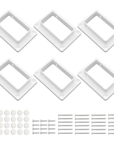 Aiwaiufu 2″ x 3.5″ White Vinyl Fence Brackets, Slotted Handrail Bracket Kit with Screws for Decking Railing, Mount to Wall or Other Vertical Flat Surface, Pack of 6