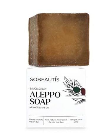 Natural Aleppo Soap with 40% Laurel Oil & 60% Olive Oil – Deep Hydrating, Therapeutic Cleanser for All Skin Types, Eco-Friendly & Chemical-Free, Vegan