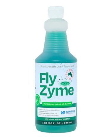Kinzua Environmental Fly-Zyme, Highly Concentrated Enzyme Drain Cleaner for Pipes, Drain Gel for Fruit Flies, Organic Waste Degrader & Odor Neutralizer, 32 fl oz