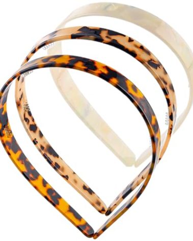 Aiosy Tortoise Shell Headbands Thin Tortoiseshell Hairbands Shiny Acetate Headpieces Vintage Teeth Hair Accessories for Women (Light Tortoiseshell)