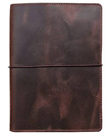 newestor Travelers Notebook Cover with Inner Pockets, Card Slots and Pen Holder, A5 Size, Dark Brown