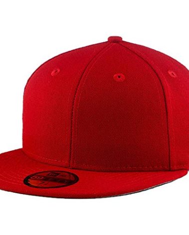 New Era Blank Custom 59FIFTY Fitted Flat Bill Cap, Red 7 5/8