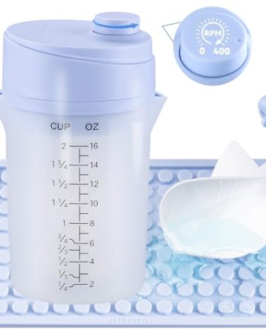 LET’S RESIN Upgraded Mini Auto Resin Mixer, Hands-Free Easy Clean Epoxy Mixer with 16fl.oz Silicone Mixing Cup, Stepless Speed Continuous Electric Epoxy Resin Mixer for Epoxy Resin, Molds, Soap Making
