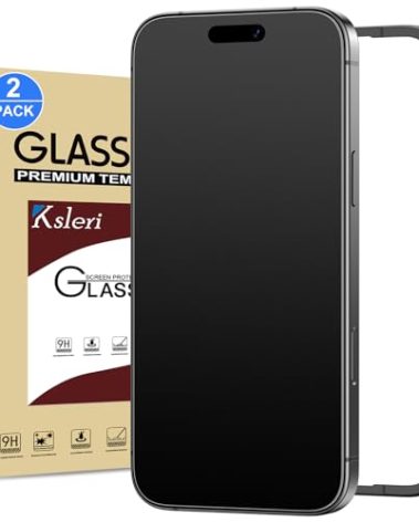 Ksleri 2 Pack Matte Glass Screen Protector for iPhone 16 Pro/iPhone 17 6.3-inch with Easy Installation Frame, Anti-Glare Anti-Fingerprint, No Dazzling, 9H Tempered Glass Film