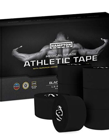 Hampton Adams | As Seen on Shark Tank | Original Sports Medical Athletic Tape (8-Pack) | 45ft Rolls | No Sticky Residue Easy Tear | for Athletes Trainers First Aid Injury Wrap | Ankles Wrist (Black)